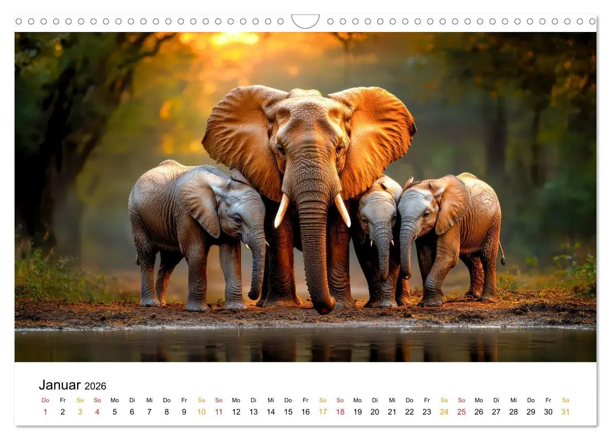 Bild: 9783457308950 | Elefanten - Riesen der Wildnis (Wandkalender 2026 DIN A3 quer),...