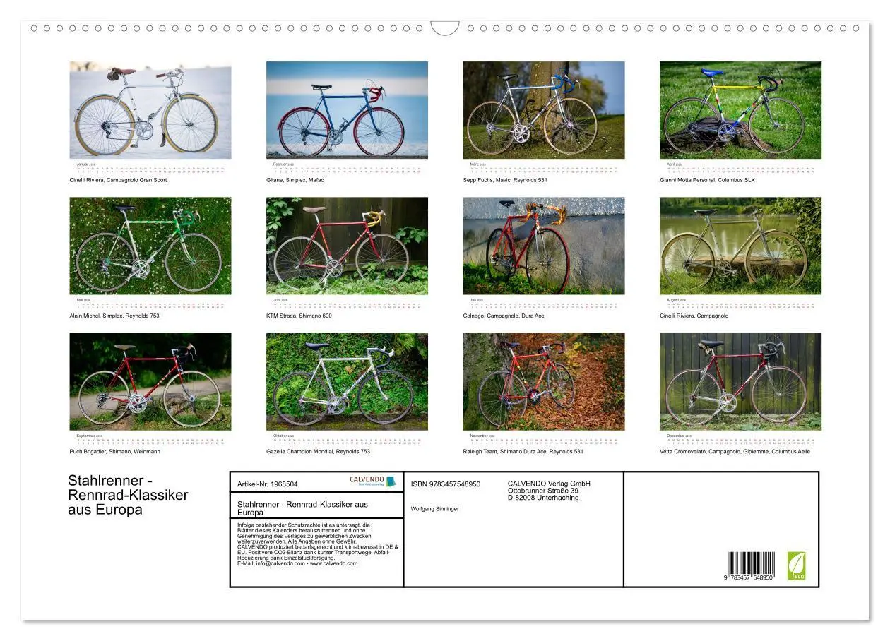 Bild: 9783457548950 | Stahlrenner - Rennrad-Klassiker aus Europa (Wandkalender 2026 DIN...