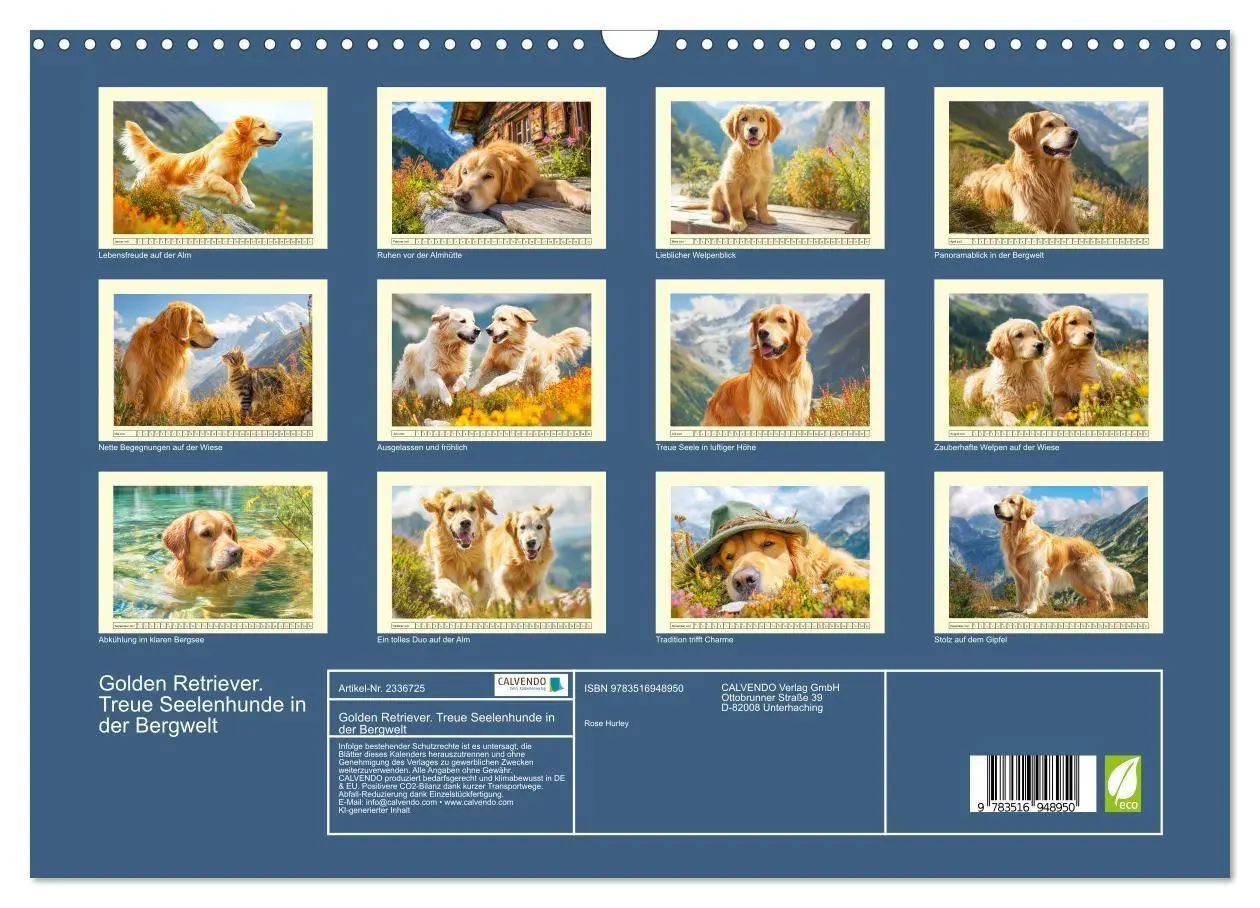Bild: 9783516948950 | Golden Retriever. Treue Seelenhunde in der Bergwelt (Wandkalender...