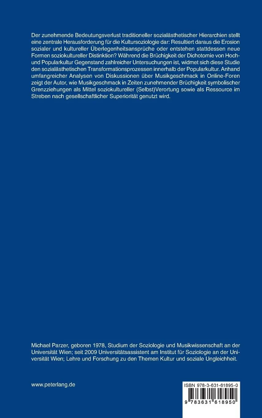 Rückseite: 9783631618950 | Der gute Musikgeschmack | Michael Parzer | Buch | Deutsch | 2011