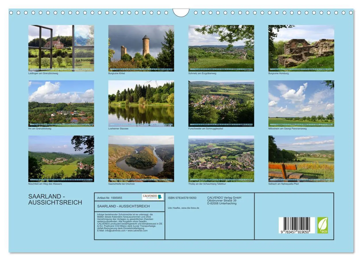 Bild: 9783457819050 | SAARLAND - AUSSICHTSREICH (Wandkalender 2026 DIN A3 quer), CALVENDO...