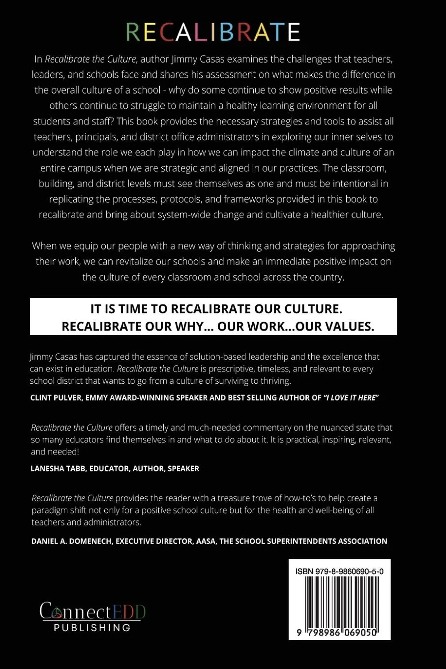 Rückseite: 9798986069050 | Recalibrate the Culture | Our Why...Our Work...Our Values: Our | Casas