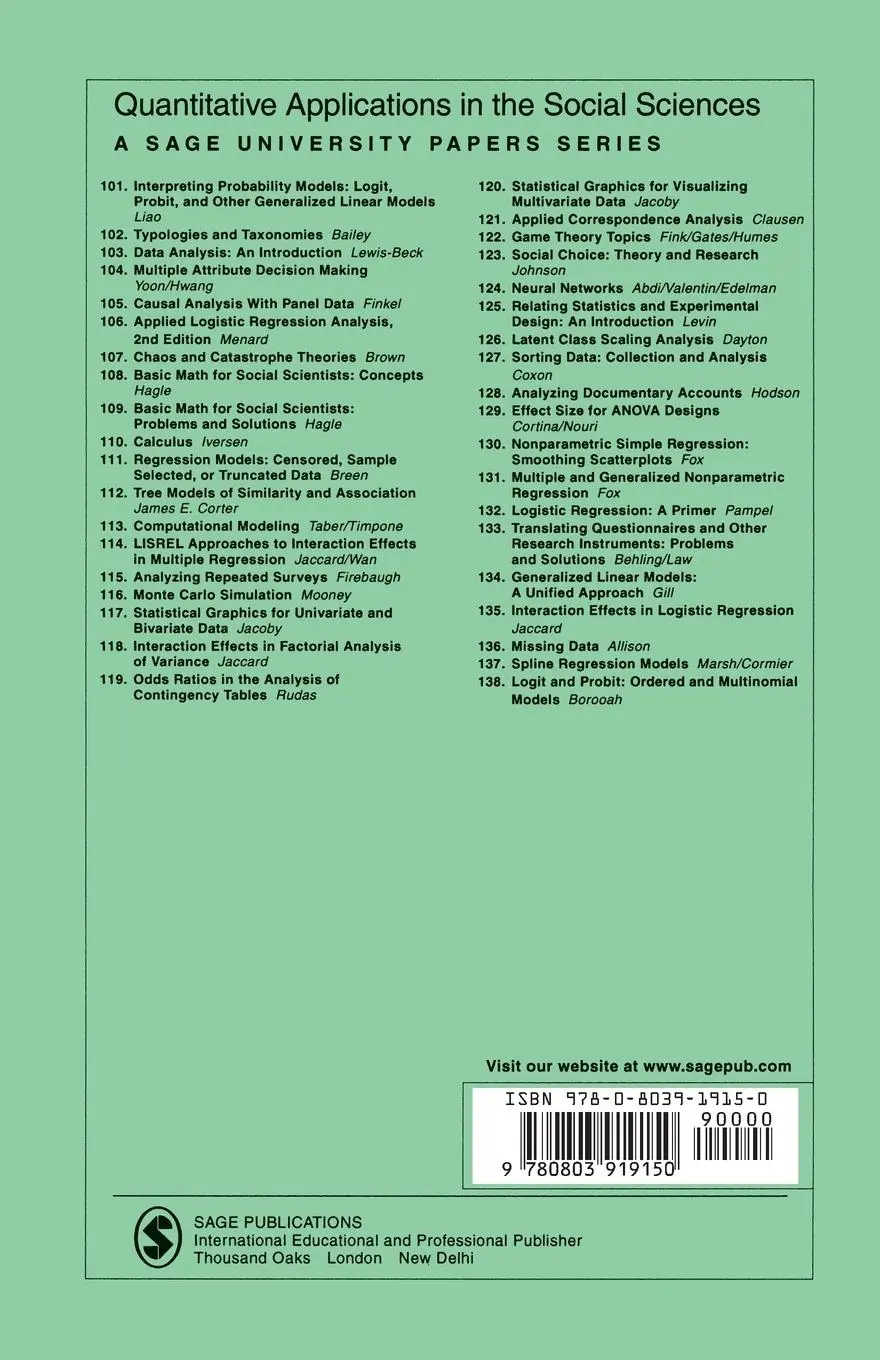 Rückseite: 9780803919150 | Interpreting and Using Regression | Christopher H. Achen | Taschenbuch
