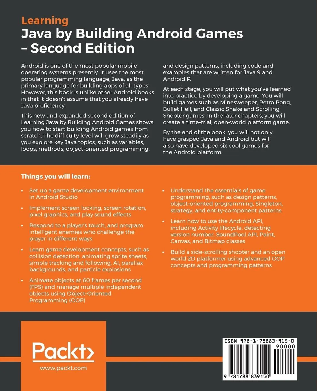 Rückseite: 9781788839150 | Learning Java by Building Android Games - Second Edition | John Horton
