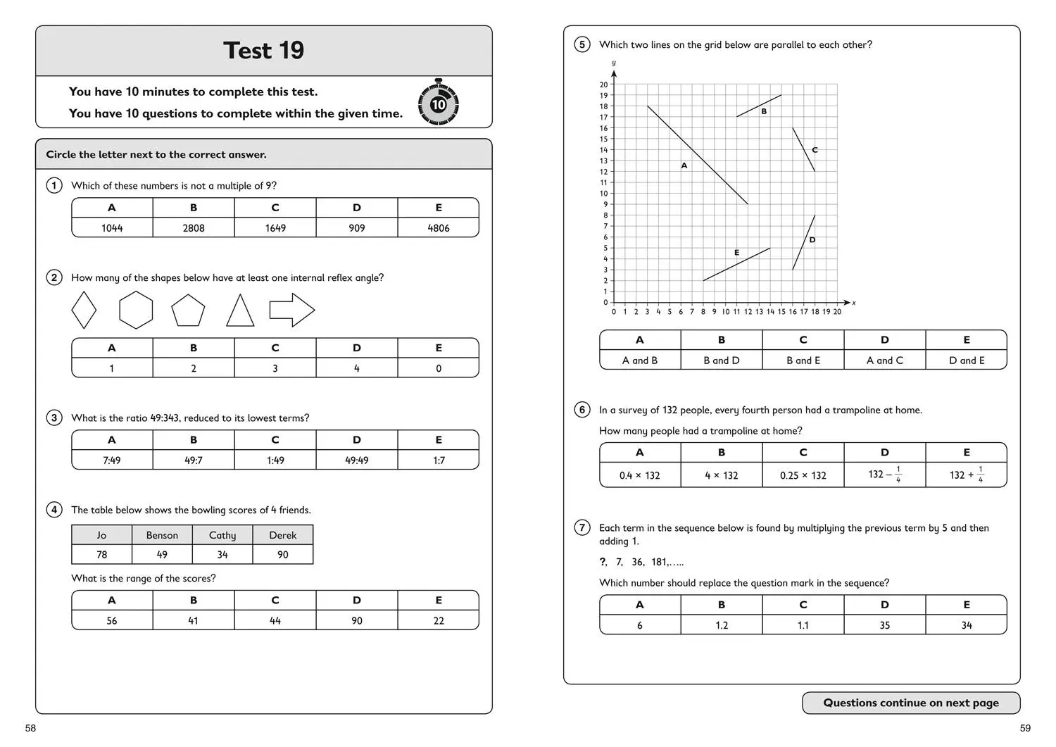 Bild: 9781844199150 | 11+ Maths Quick Practice Tests Age 10-11 (Year 6) Book 1 | Collins 11