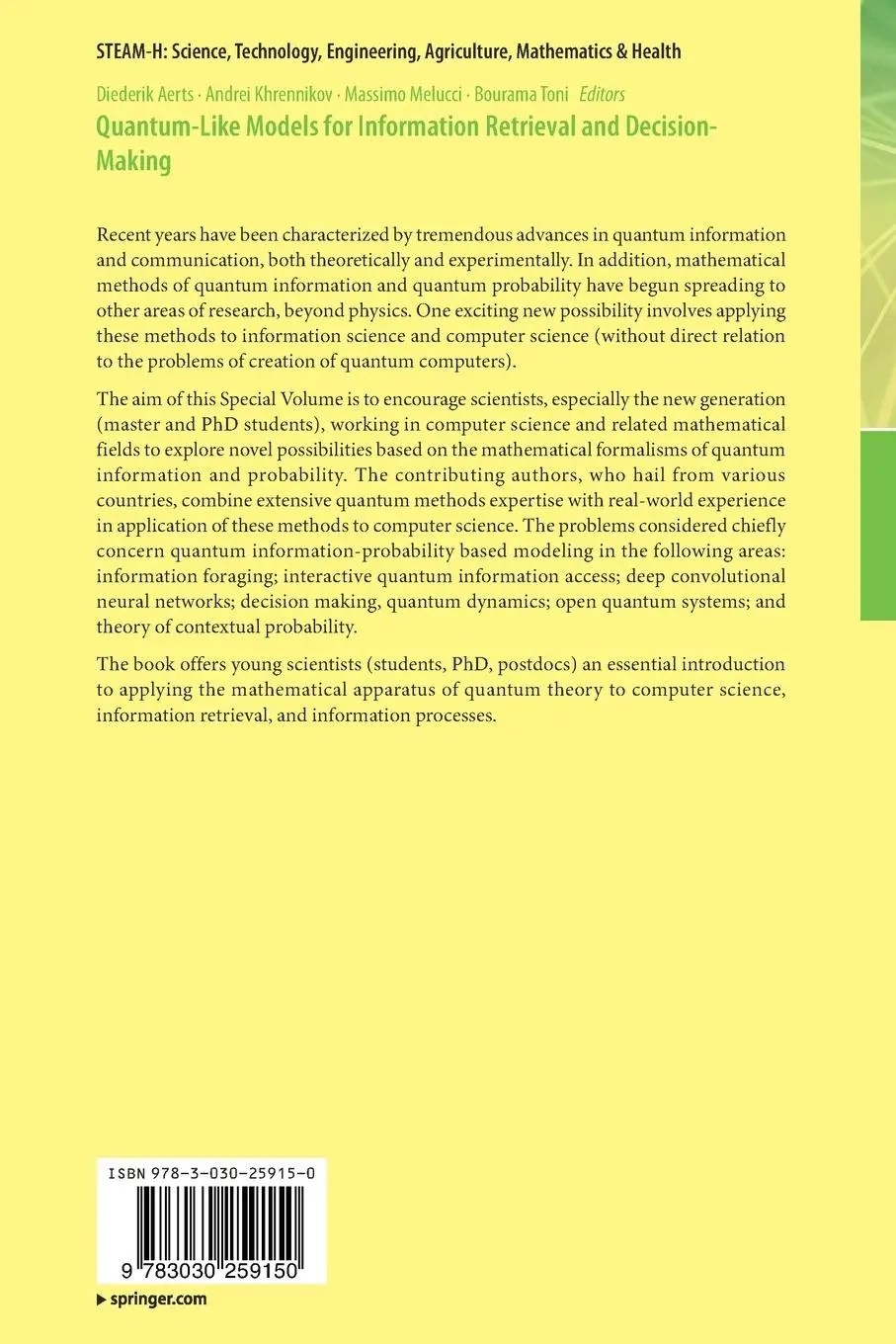 Rückseite: 9783030259150 | Quantum-Like Models for Information Retrieval and Decision-Making | x