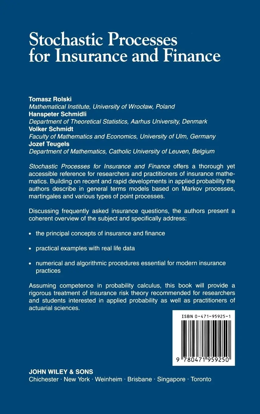 Rückseite: 9780471959250 | Stochastic Processes for Insurance and Finance | Tomasz Rolski (u. a.)