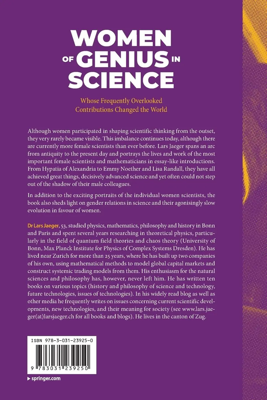 Rückseite: 9783031239250 | Women of Genius in Science | Lars Jaeger | Taschenbuch | xii | 2023