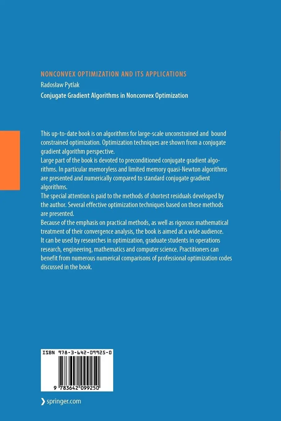 Rückseite: 9783642099250 | Conjugate Gradient Algorithms in Nonconvex Optimization | Pytlak Rückseite: 9783642099250 | Conjugate Gradient Algorithms in Nonconvex Optimization | Pytlak
