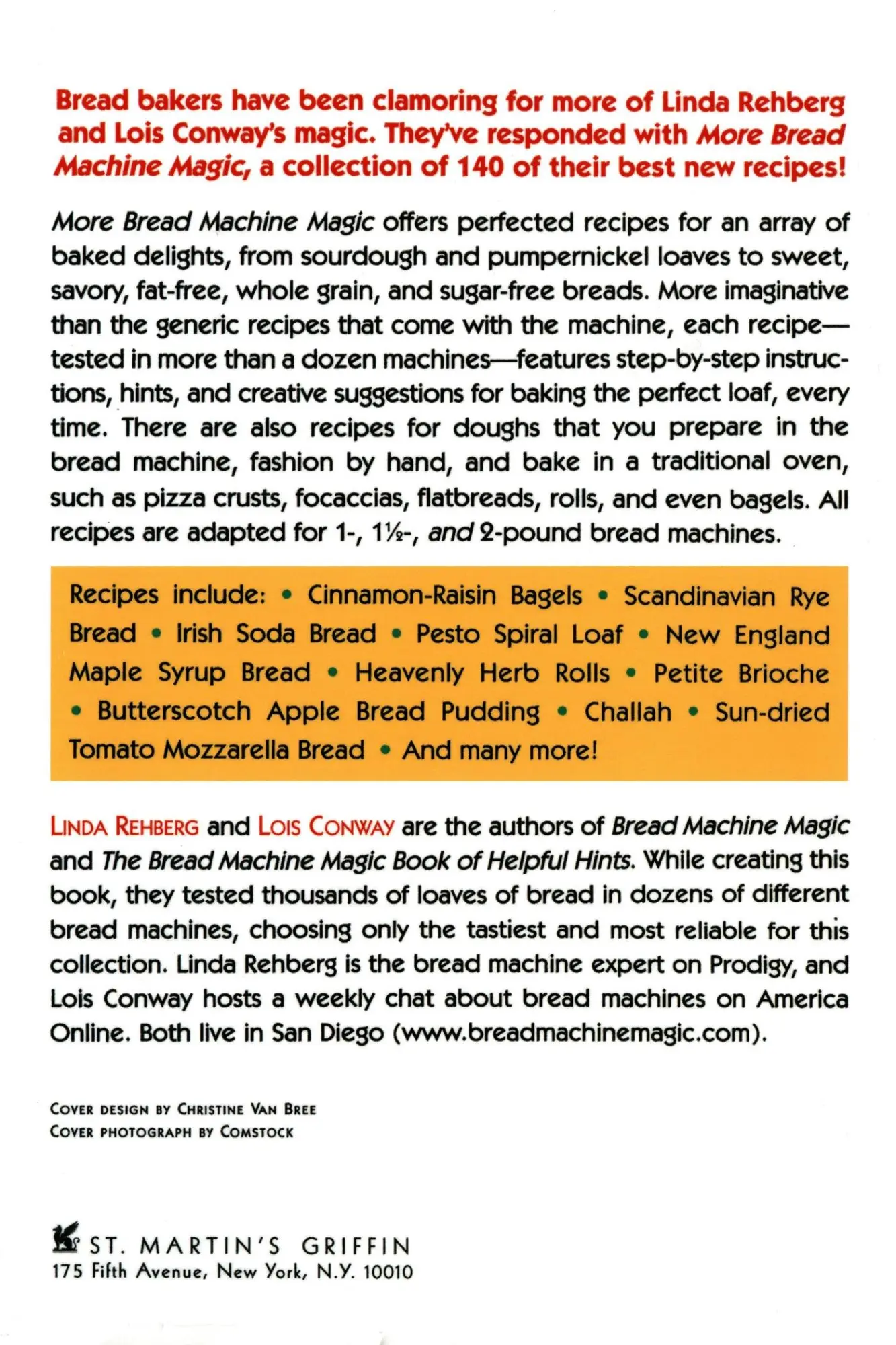 Rückseite: 9780312169350 | More Bread Machine Magic | Linda Rehberg (u. a.) | Taschenbuch | 1997