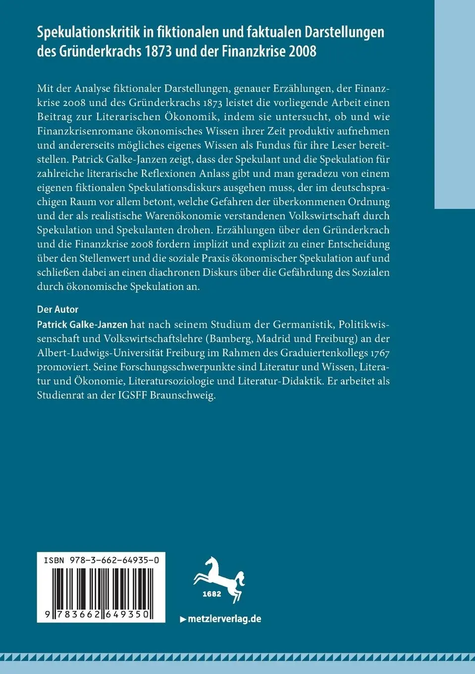 Rückseite: 9783662649350 | Spekulationskritik in fiktionalen und faktualen Darstellungen des...