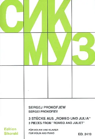 Cover: 9790003039350 | 3 Pieces from Romeo and Juliet | Sergei Prokofiev | Buch