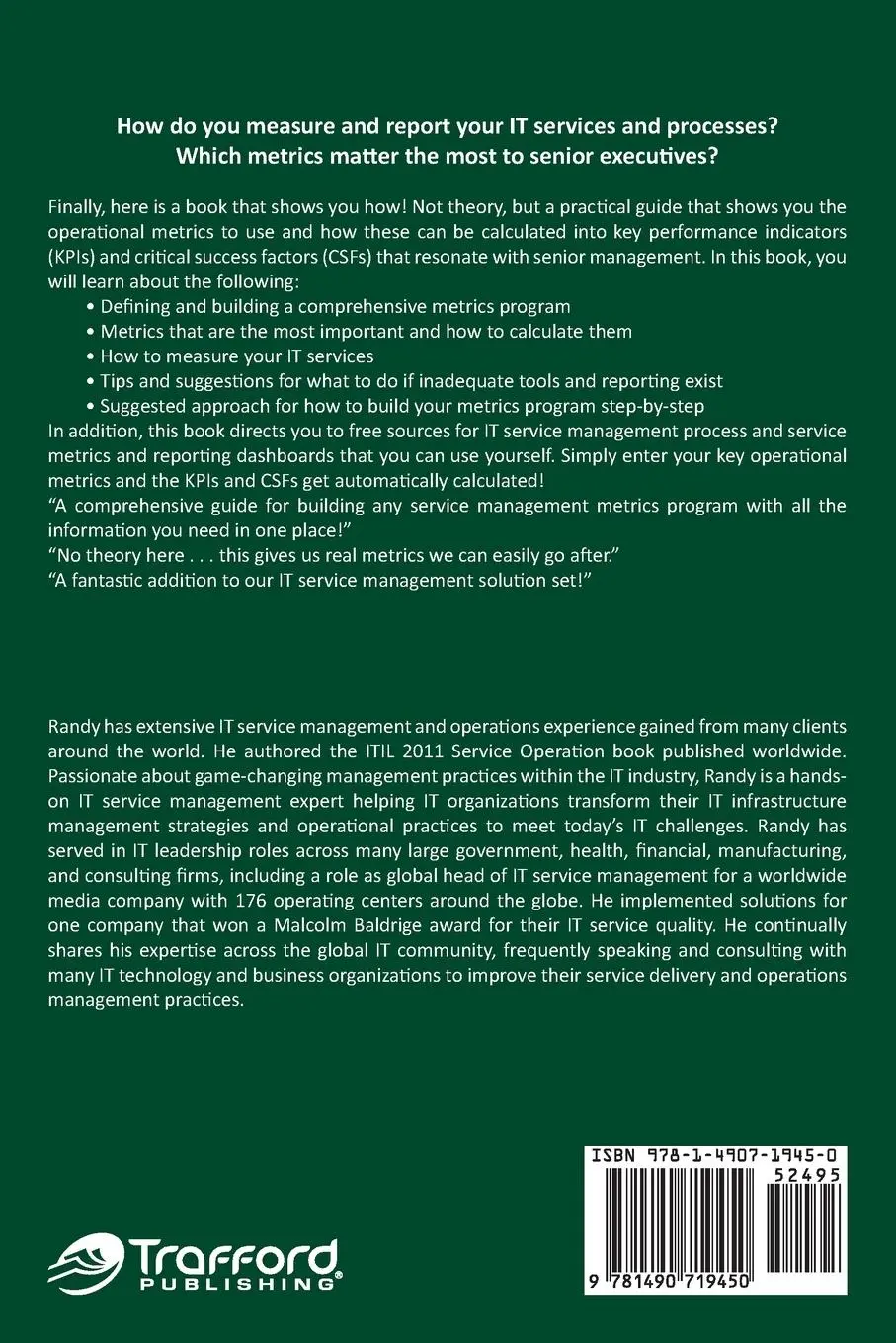 Rückseite: 9781490719450 | Measuring Itsm | Randy A. Steinberg | Taschenbuch | Englisch | 2013