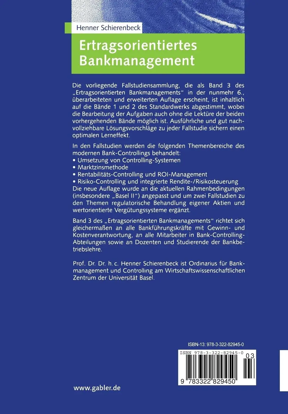 Rückseite: 9783322829450 | Ertragsorientiertes Bankmanagement | Band 3: Fallstudien mit Lösungen