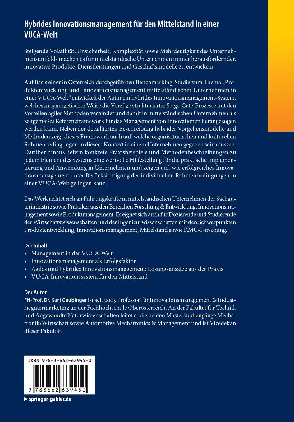 Rückseite: 9783662639450 | Hybrides Innovationsmanagement für den Mittelstand in einer VUCA-Welt