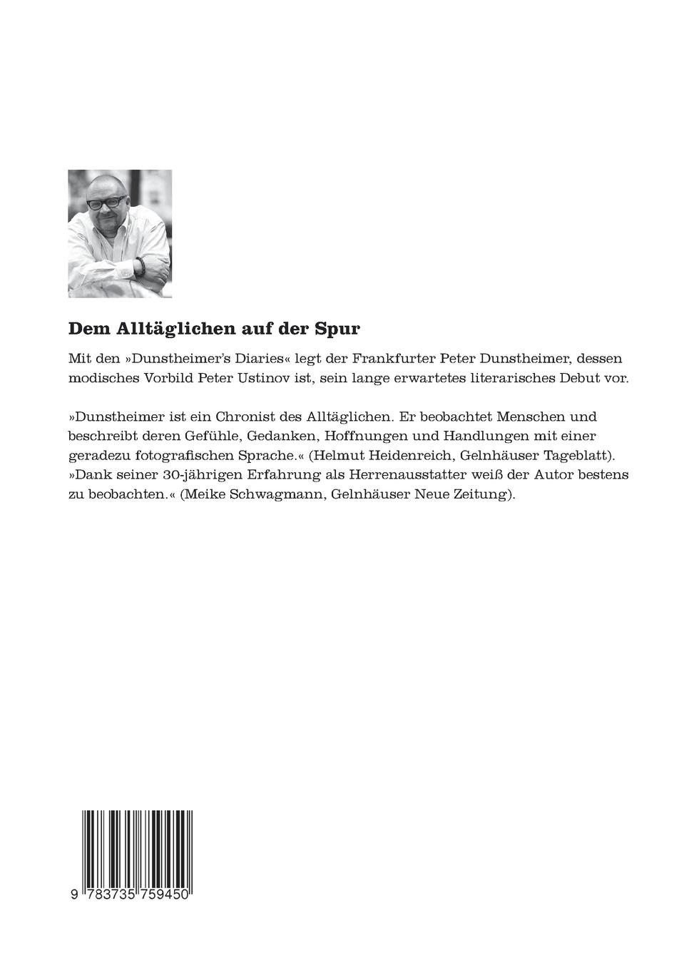 Rückseite: 9783735759450 | Dunstheimers Diaries | Peter Dunstheimer | Taschenbuch | 104 S. | 2014