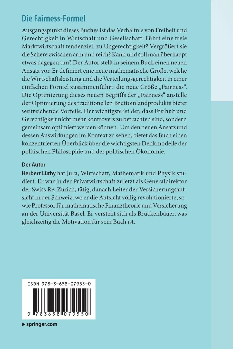 Rückseite: 9783658079550 | Die Fairness-Formel | Herbert Lüthy | Taschenbuch | xxi | Deutsch