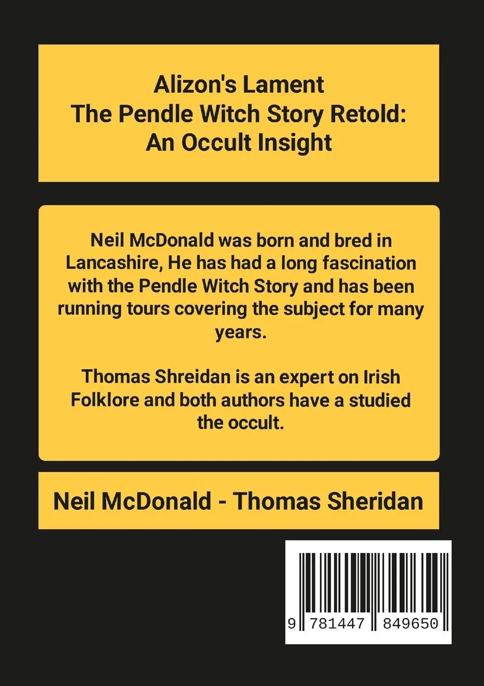 Rückseite: 9781447849650 | Alizon's Lament The Pendle Witch Story Retold | An Occult Insight