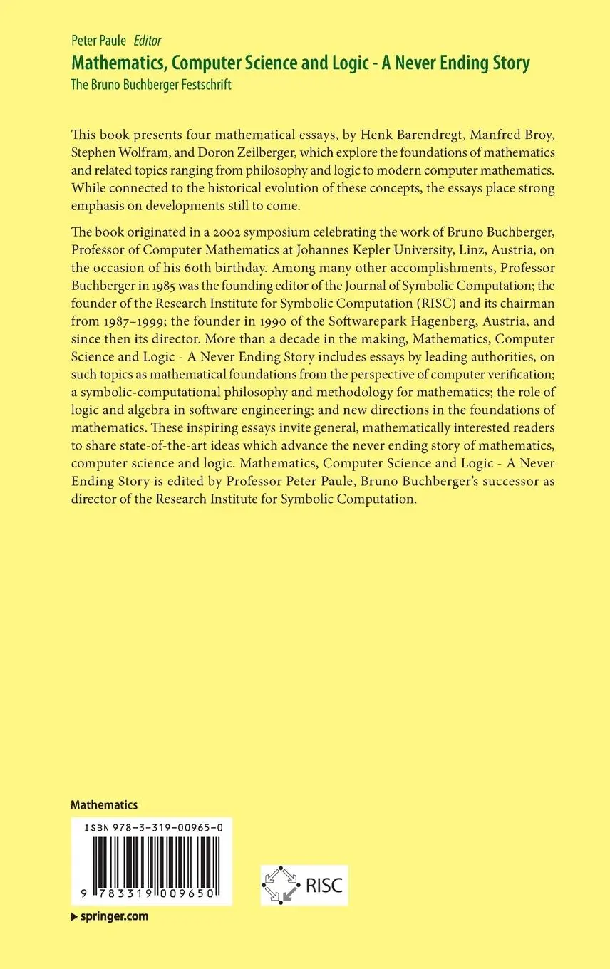 Rückseite: 9783319009650 | Mathematics, Computer Science and Logic - A Never Ending Story | Paule
