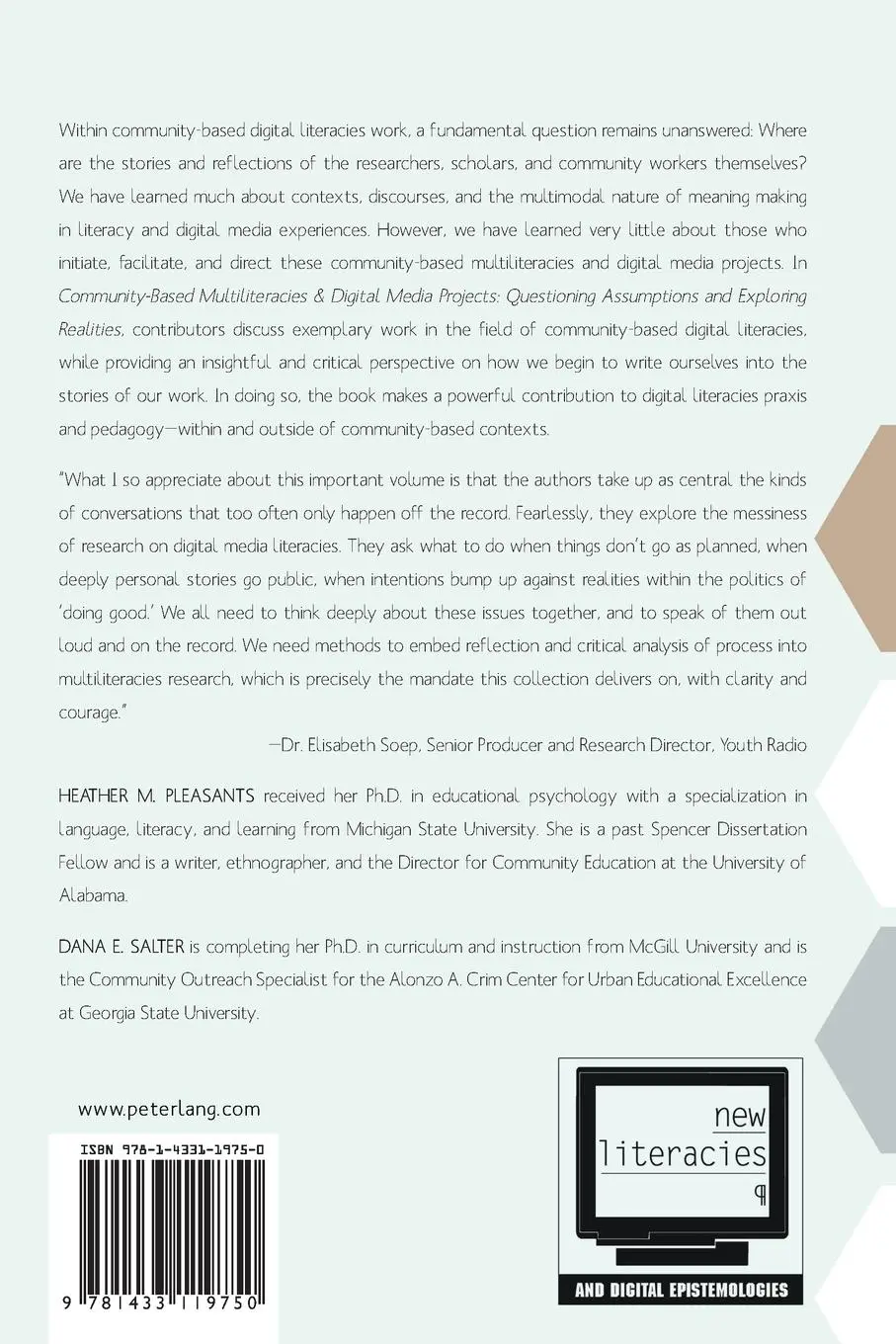 Rückseite: 9781433119750 | Community-Based Multiliteracies and Digital Media Projects | Buch