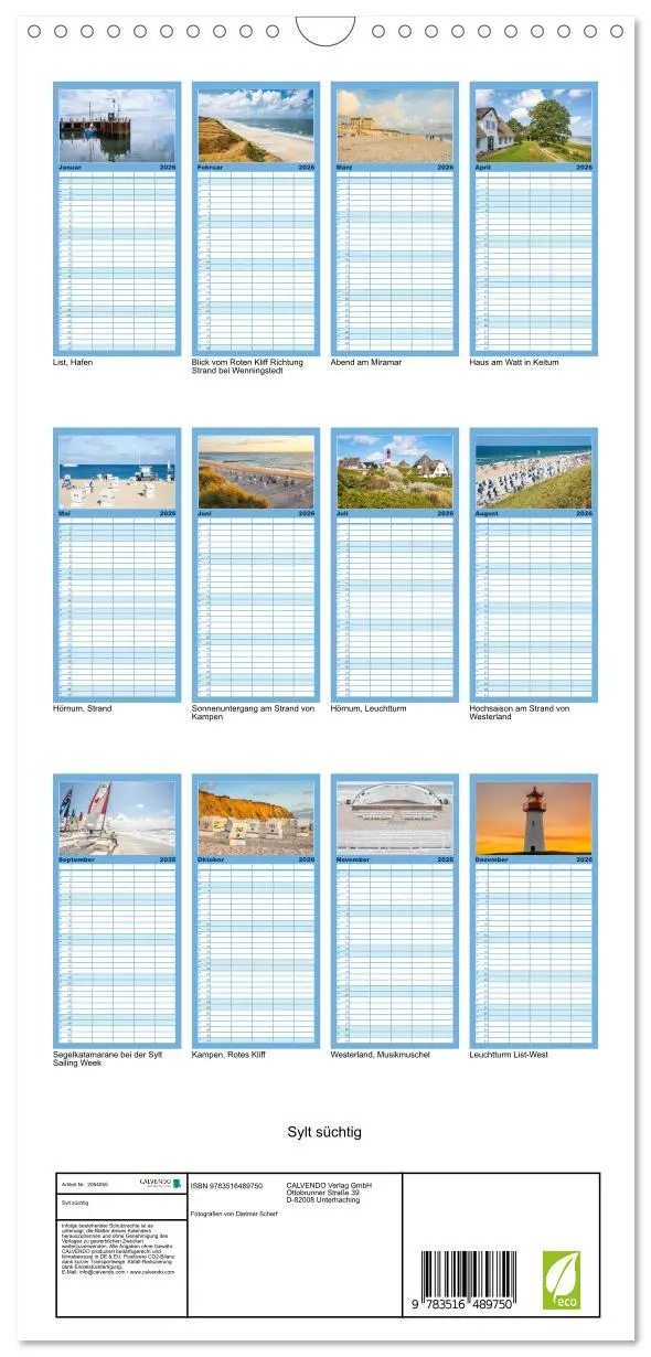 Bild: 9783516489750 | Familienplaner 2026 - Sylt süchtig mit 5 Spalten (Wandkalender, 21...