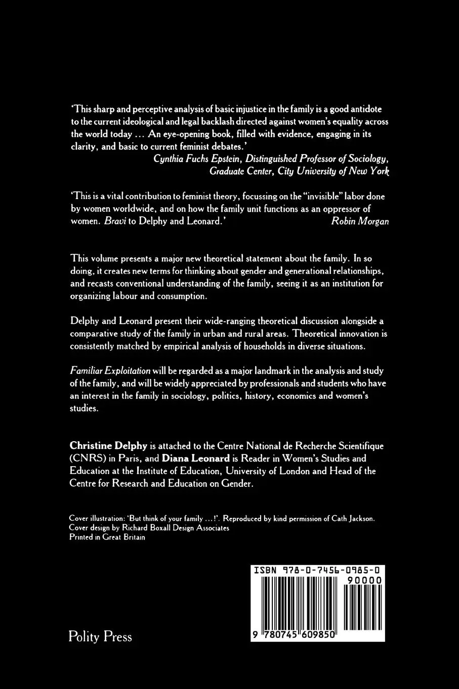 Rückseite: 9780745609850 | Familiar Exploitation | Christine Delphy | Taschenbuch | Englisch