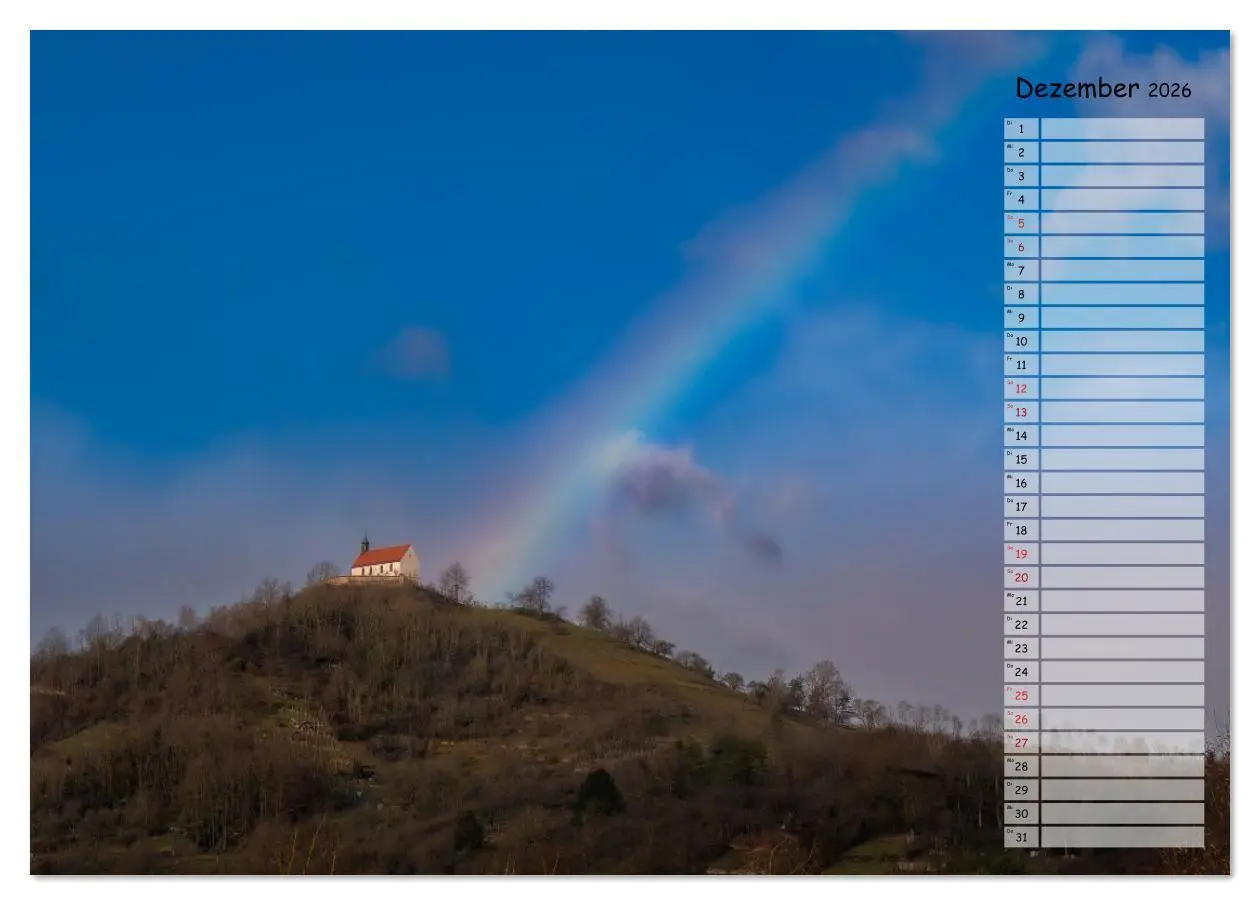 Bild: 9783457699850 | Rund um die Wurmlinger Kapelle (Tischkalender 2026 DIN A5 quer),...