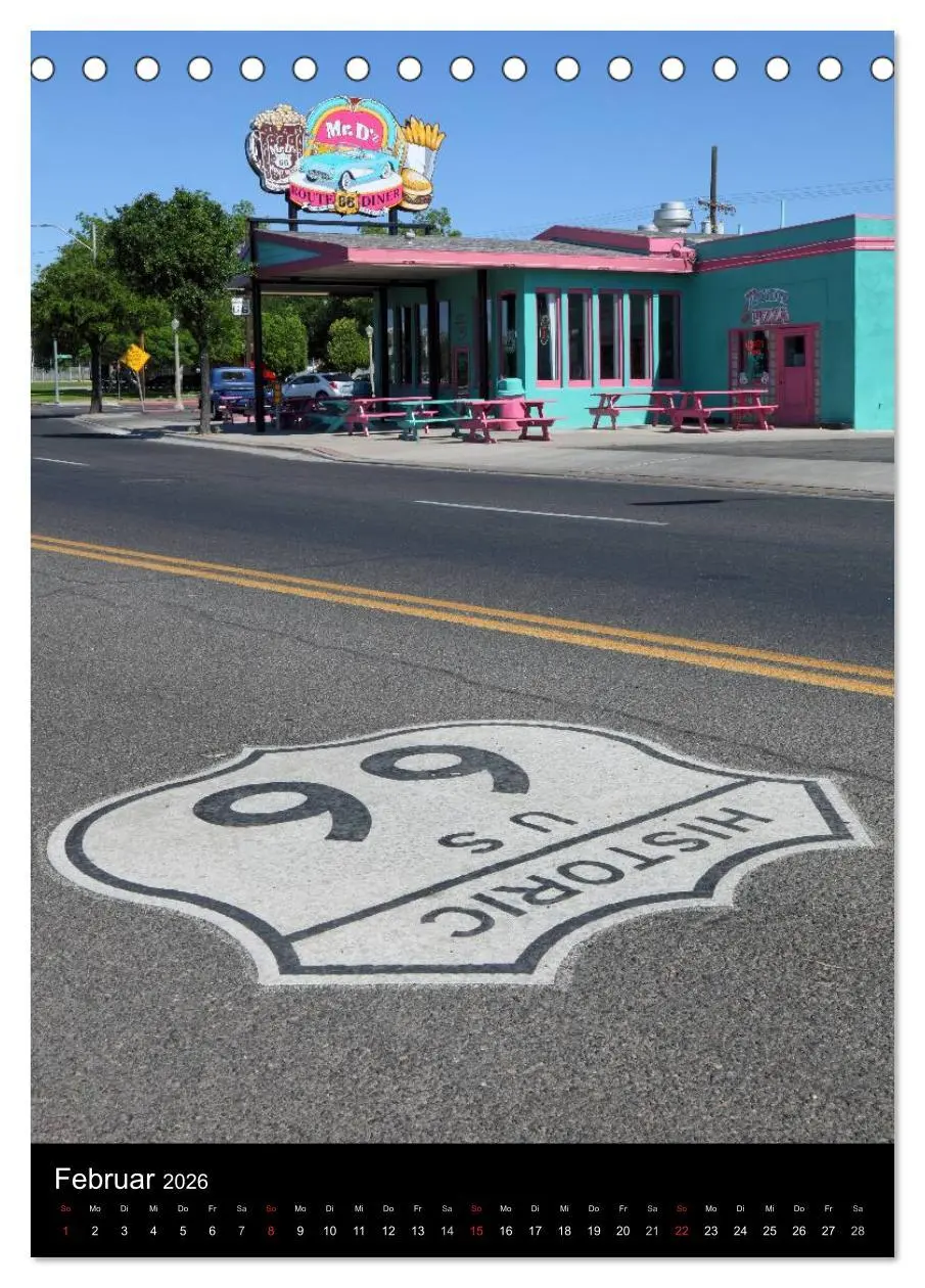 Bild: 9783516479850 | Route 66 (Tischkalender 2026 DIN A5 hoch), CALVENDO Monatskalender