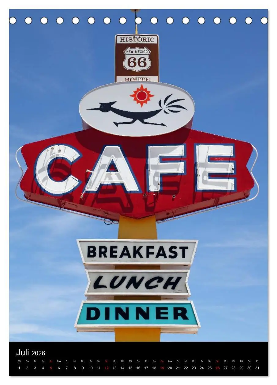 Bild: 9783516479850 | Route 66 (Tischkalender 2026 DIN A5 hoch), CALVENDO Monatskalender