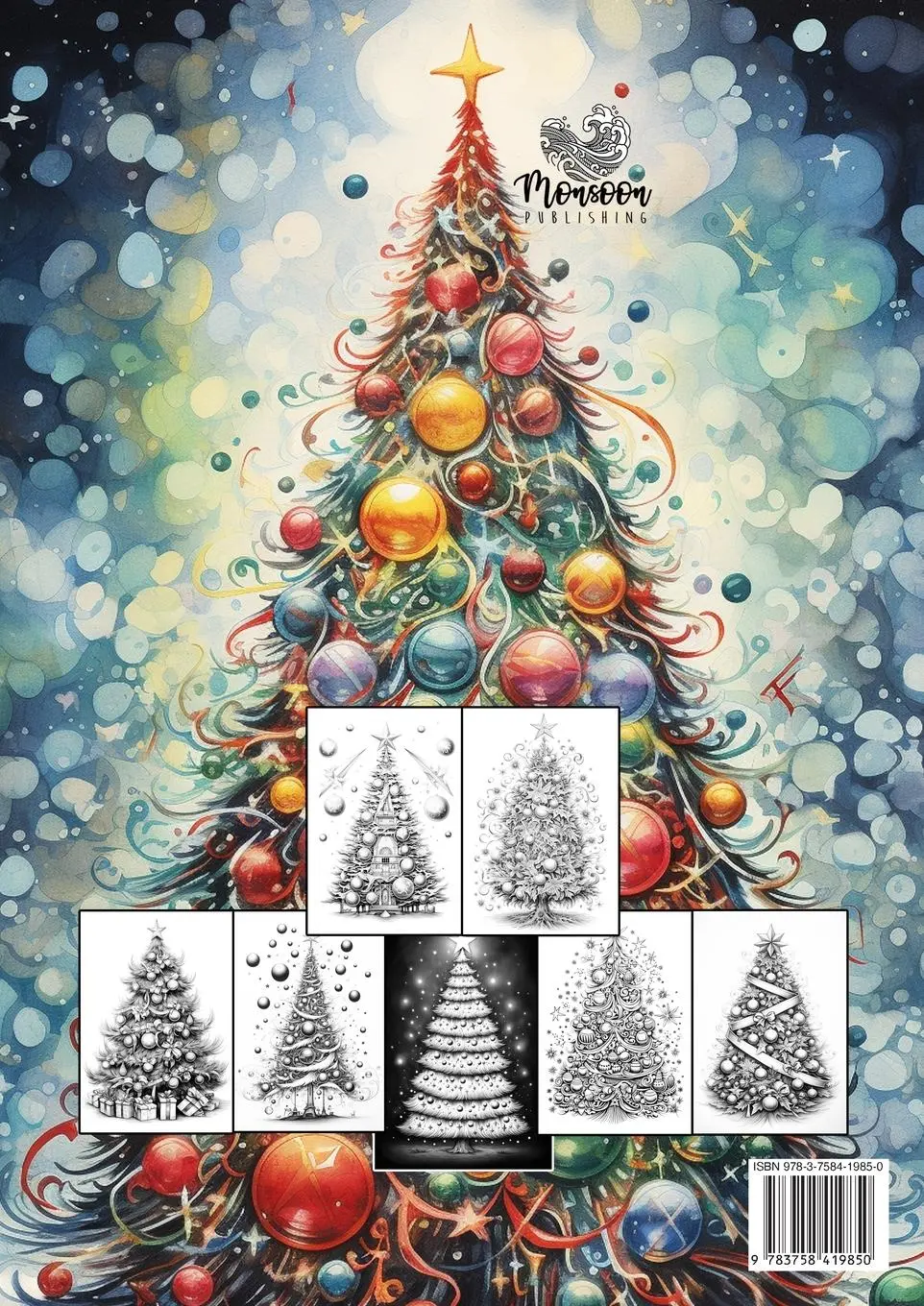Rückseite: 9783758419850 | Christmas Trees Coloring Book for Adults | Monsoon Publishing | Buch