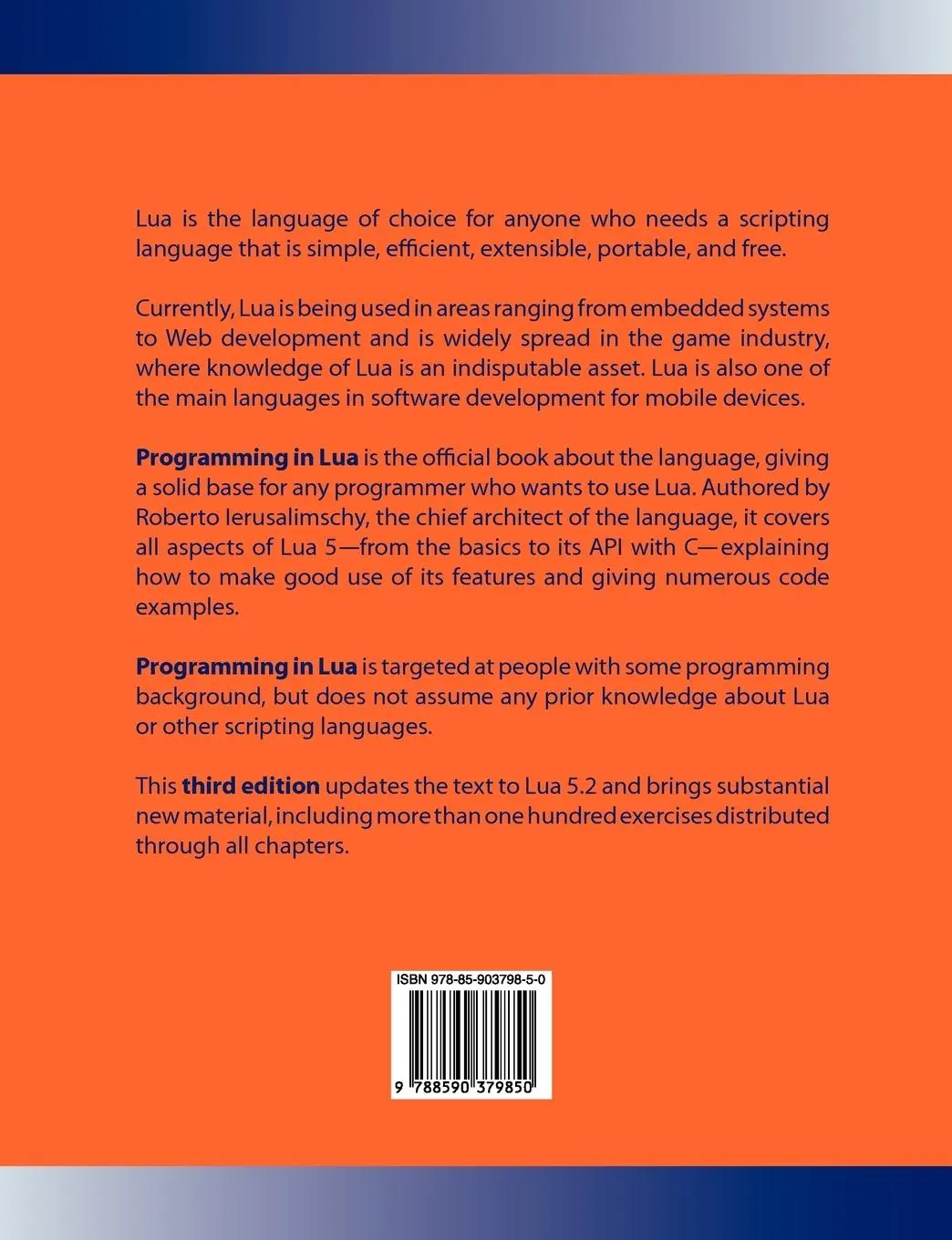 Rückseite: 9788590379850 | Programming in Lua | Roberto Ierusalimschy | Taschenbuch | Englisch