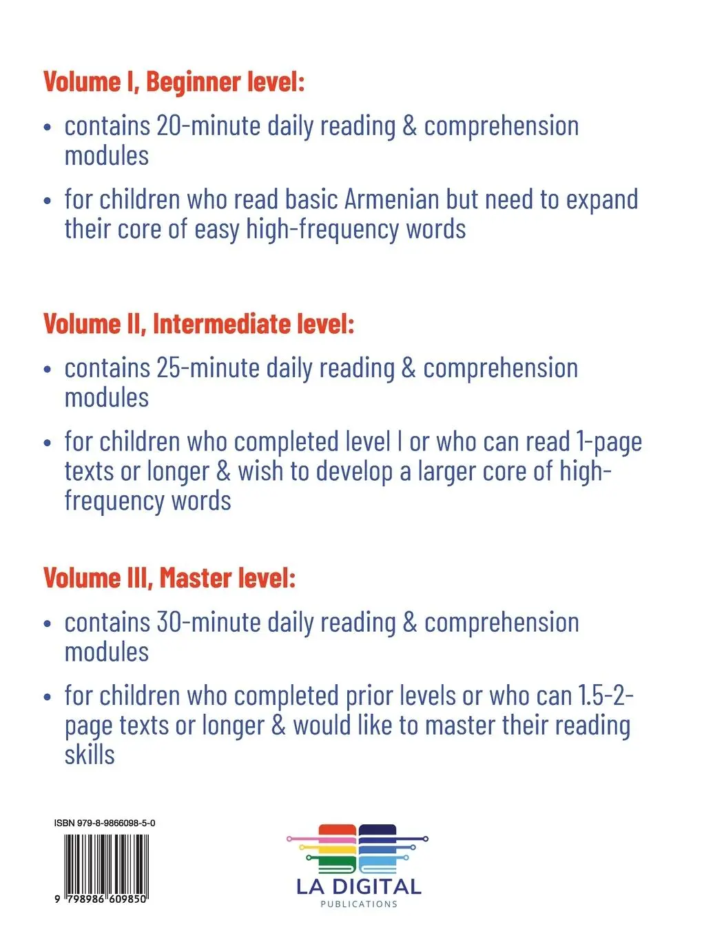 Rückseite: 9798986609850 | Armenian III | 30 minutes a day to practice Armenian with your kid