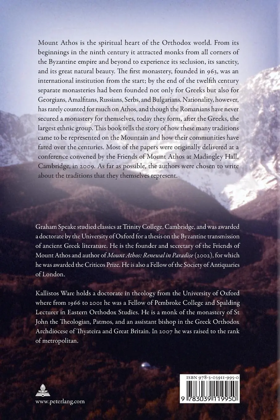 Rückseite: 9783039119950 | Mount Athos | Microcosm of the Christian East | Kallistos Ware (u. a.)
