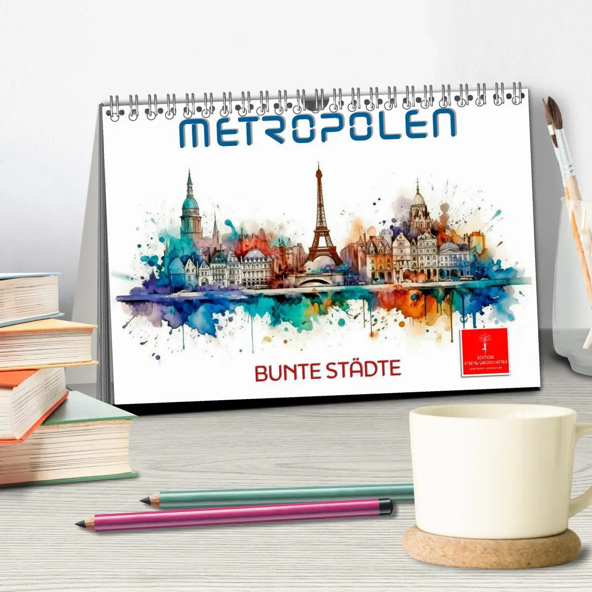 Bild: 9783457519950 | Skylines - bunte Städte (Tischkalender 2026 DIN A5 quer), CALVENDO...