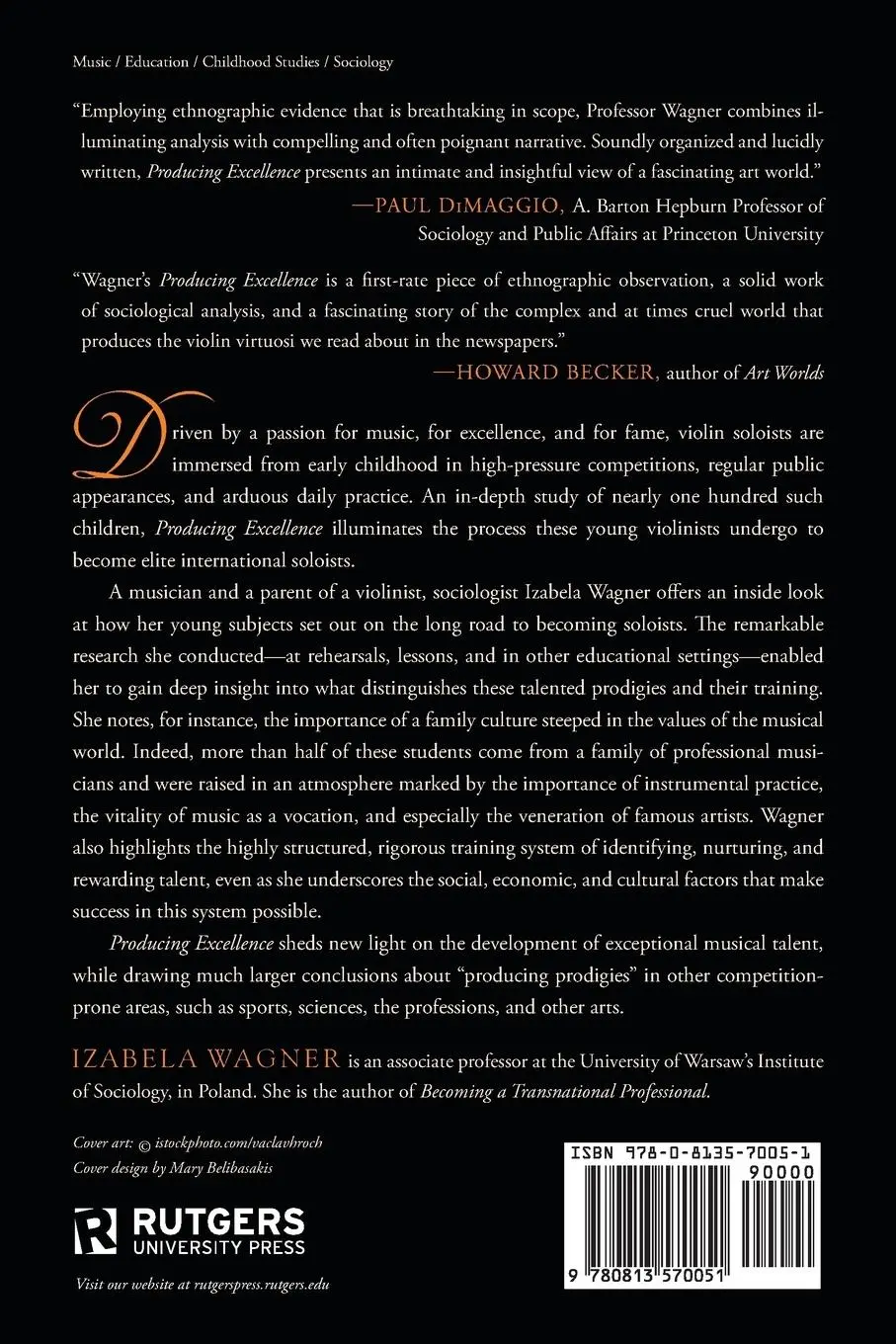 Rückseite: 9780813570051 | Producing Excellence | The Making of Virtuosos | Izabela Wagner | Buch