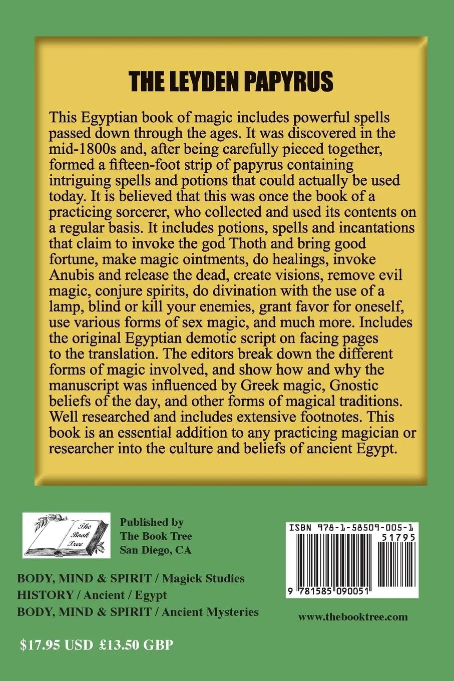 Rückseite: 9781585090051 | The Leyden Papyrus | F. Ll. Griffith (u. a.) | Taschenbuch | Englisch
