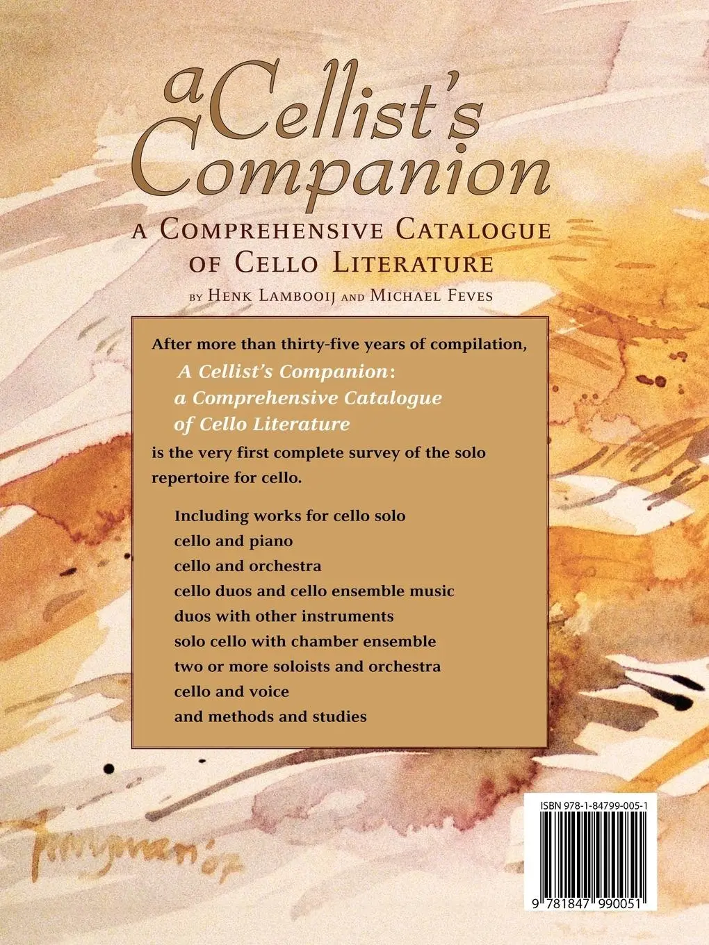 Rückseite: 9781847990051 | A Cellist's Companion | A Comprehensive Catalogue of Cello Literature