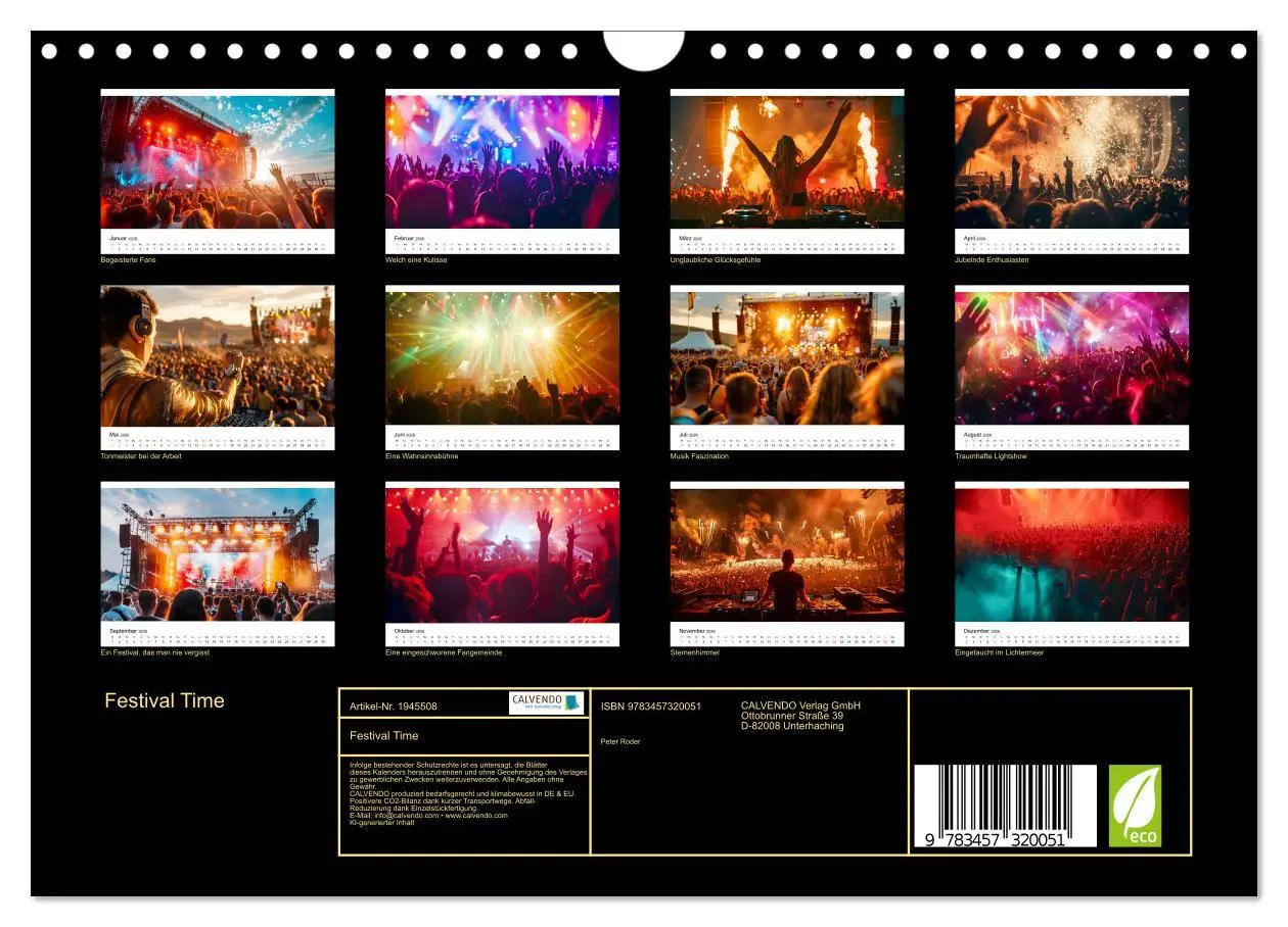 Bild: 9783457320051 | Festival Time (Wandkalender 2026 DIN A4 quer), CALVENDO Monatskalender