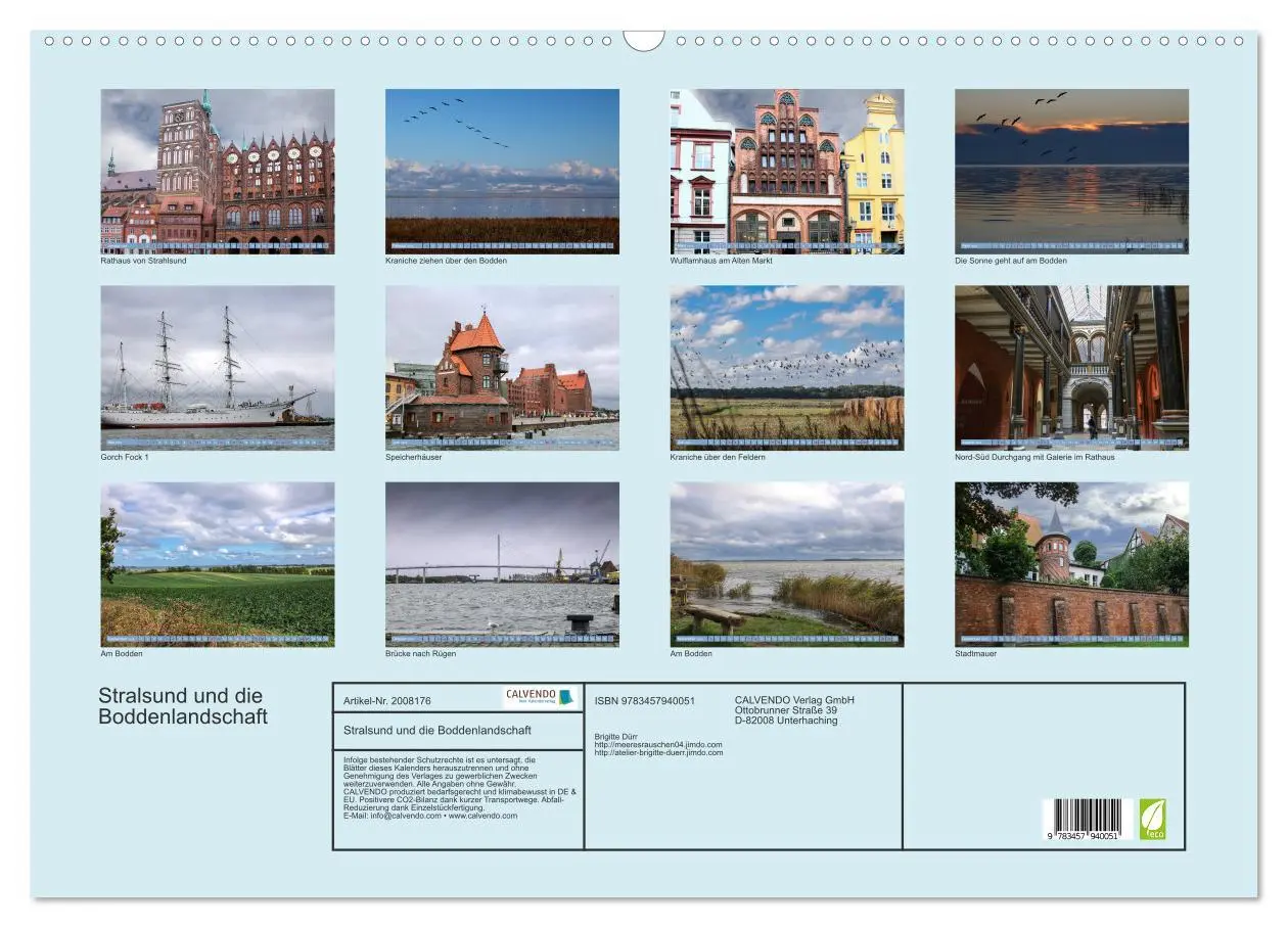 Bild: 9783457940051 | Stralsund und die Boddenlandschaft (Wandkalender 2026 DIN A2 quer),...