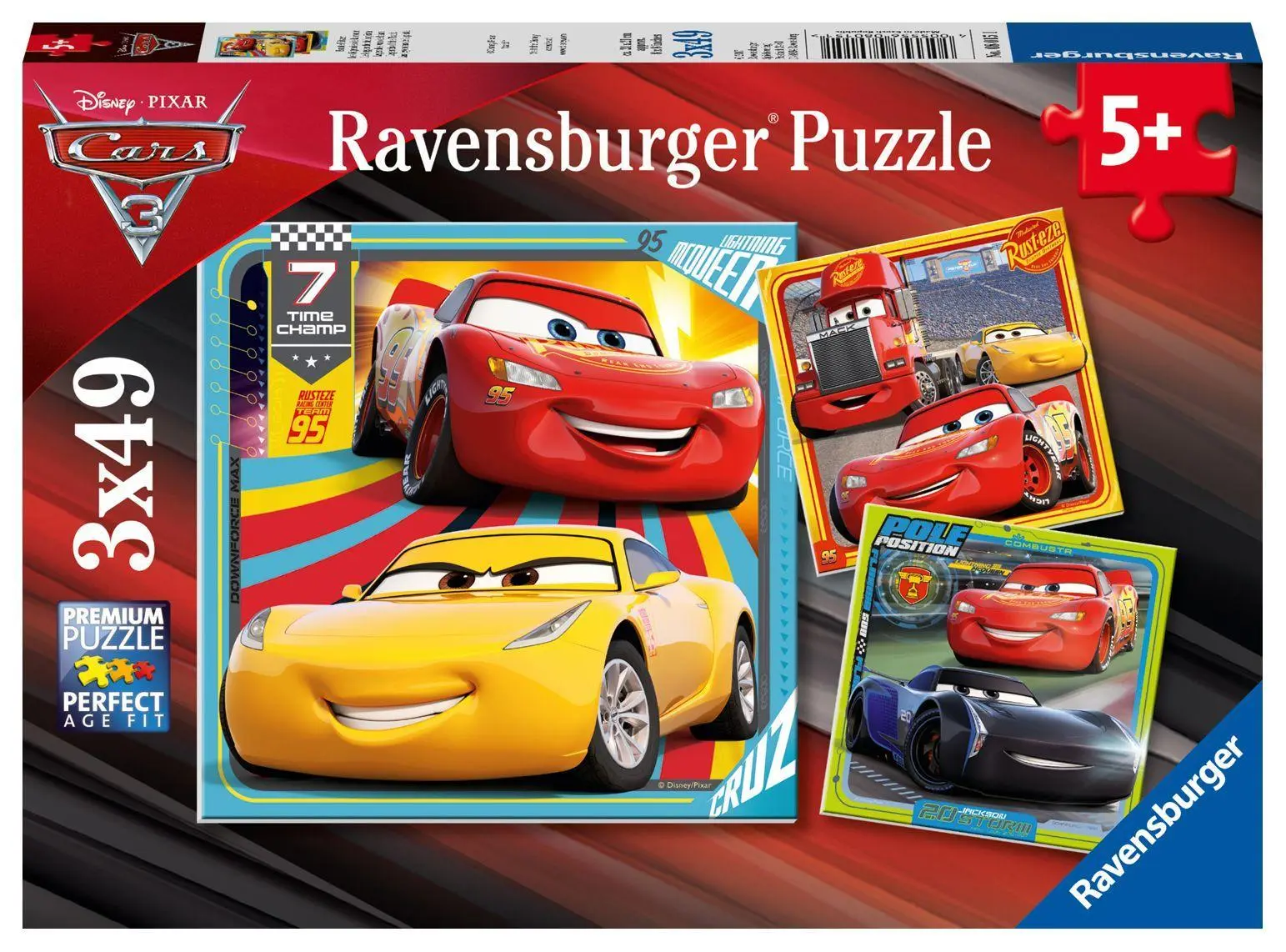 Cover: 4005556080151 | Disney Cars: Bunte Flitzer. Puzzle 3 x 49 Teile | Spiel | 08015 | 2017