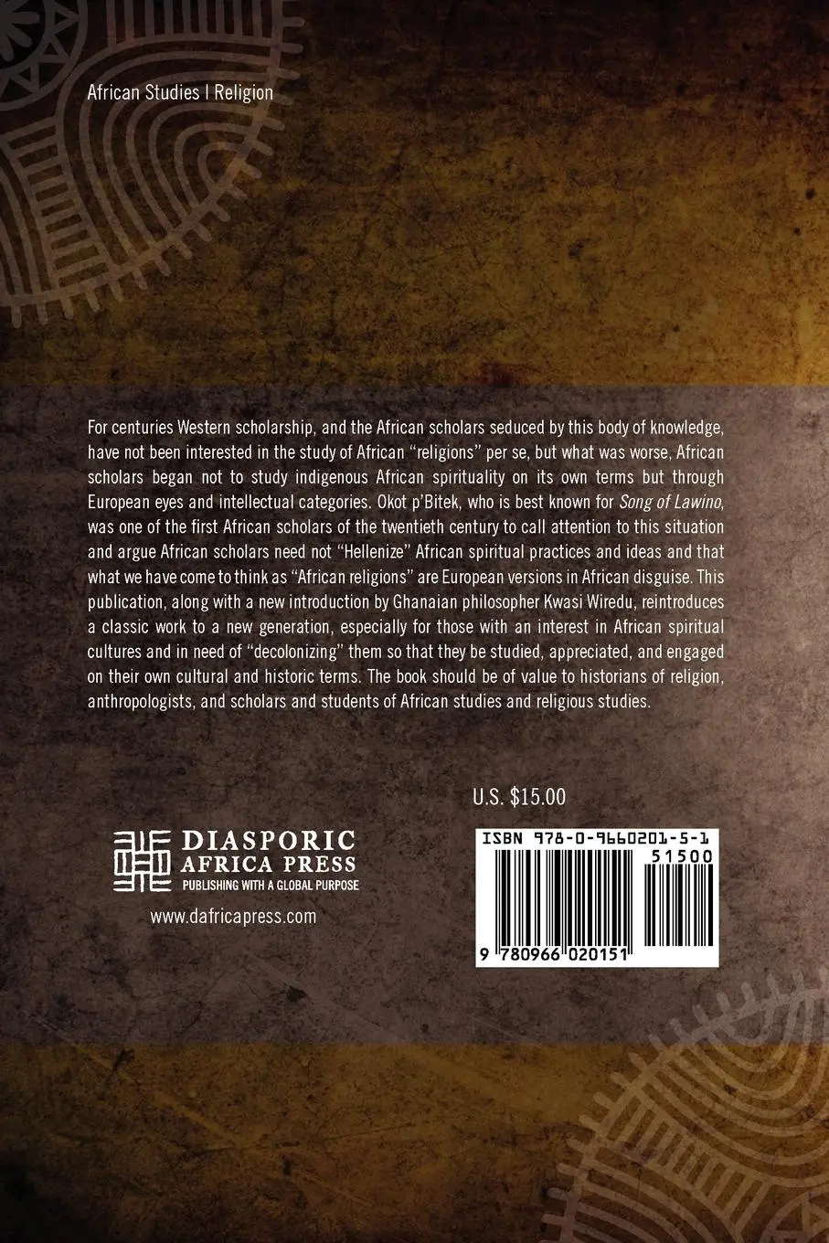 Rückseite: 9780966020151 | Decolonizing African Religion | Okot P'Bitek | Taschenbuch | Englisch