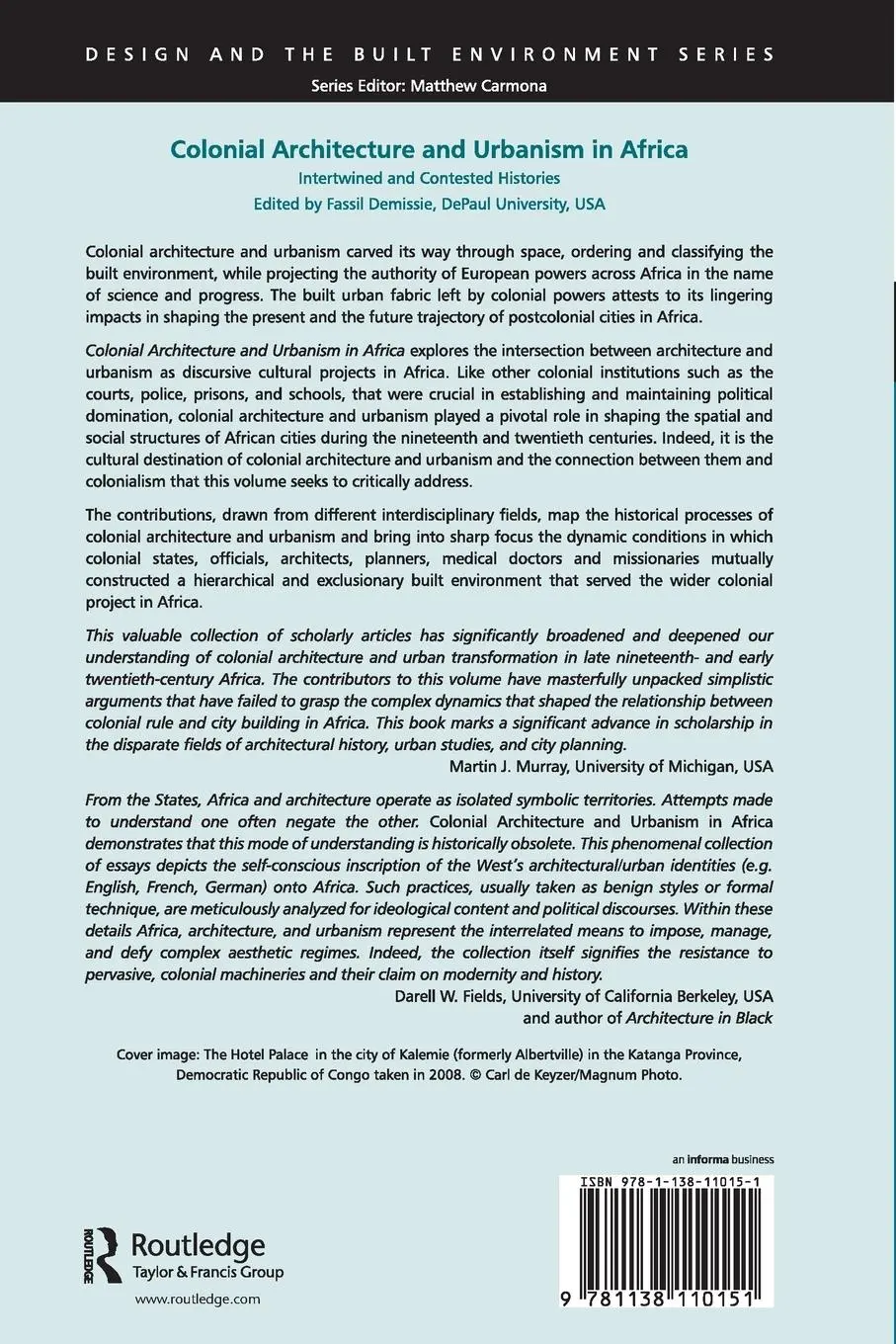 Rückseite: 9781138110151 | Colonial Architecture and Urbanism in Africa | Fassil Demissie | Buch