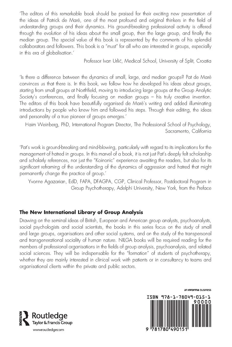 Rückseite: 9781780490151 | Small, Large and Median Groups | The Work of Patrick de Mare | Buch