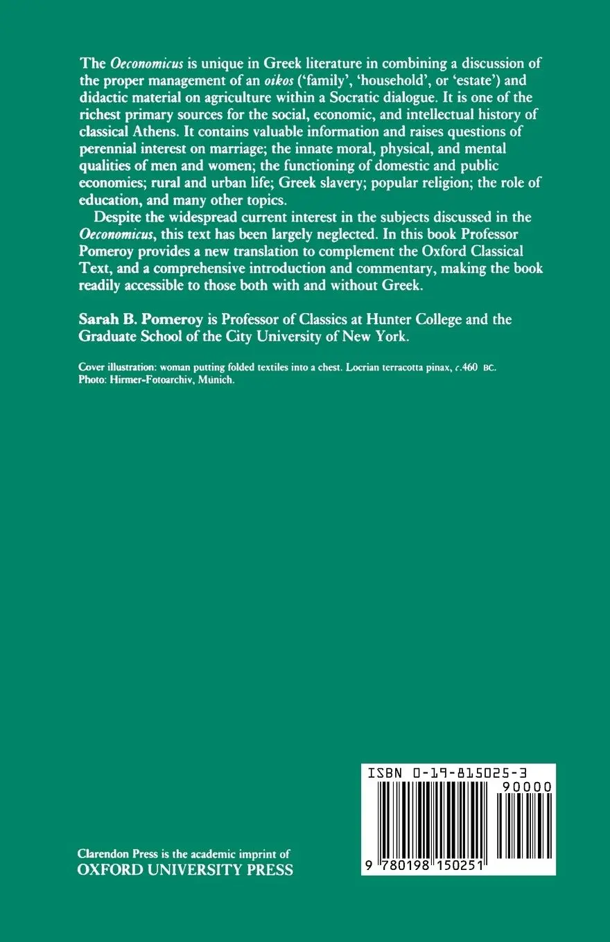 Rückseite: 9780198150251 | Oeconomicus | A Social and Historical Commentary | Xenophon | Buch