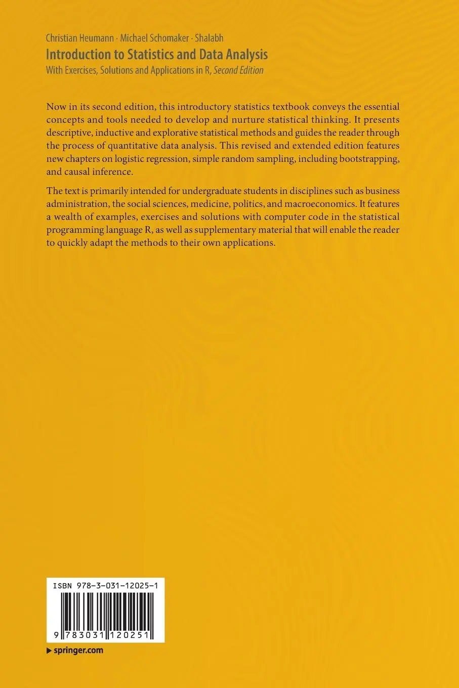 Rückseite: 9783031120251 | Introduction to Statistics and Data Analysis | Heumann (u. a.) | Buch