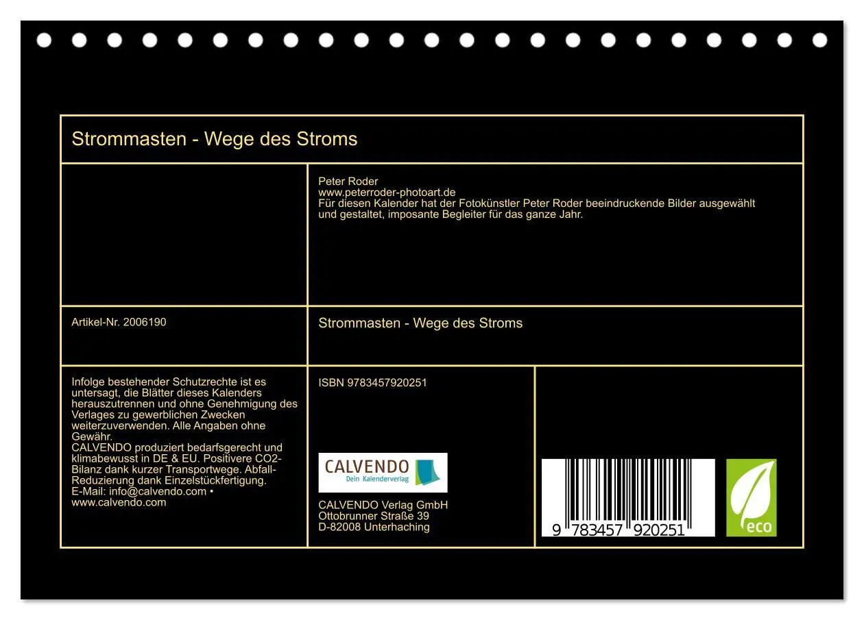 Bild: 9783457920251 | Strommasten - Wege des Stroms (Tischkalender 2026 DIN A5 quer),...