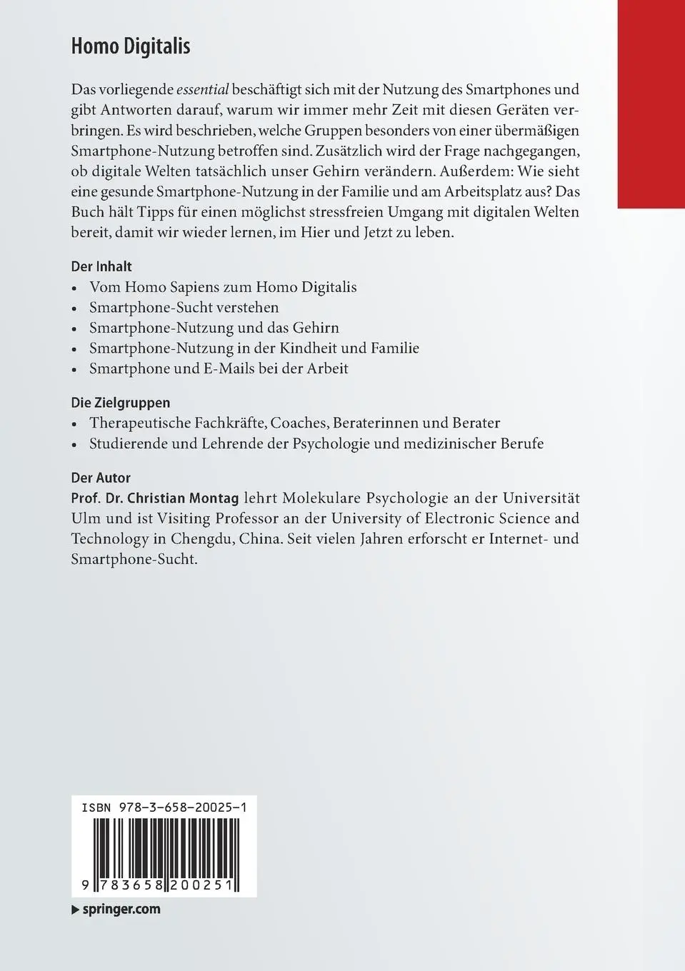 Rückseite: 9783658200251 | Homo Digitalis | Smartphones, soziale Netzwerke und das Gehirn | Buch