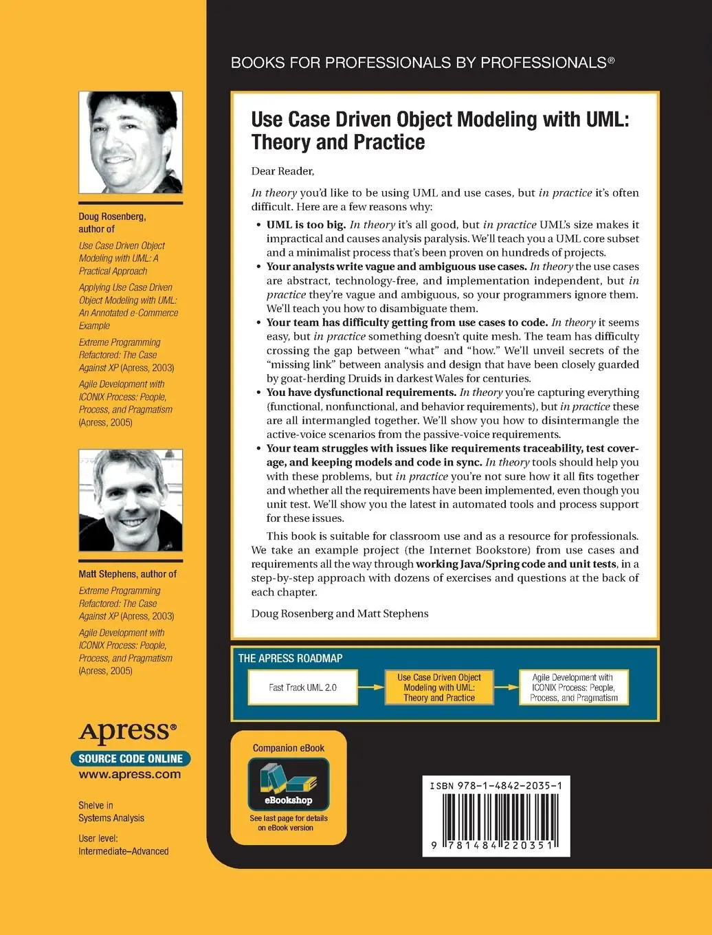 Rückseite: 9781484220351 | Use Case Driven Object Modeling with UMLTheory and Practice | Buch