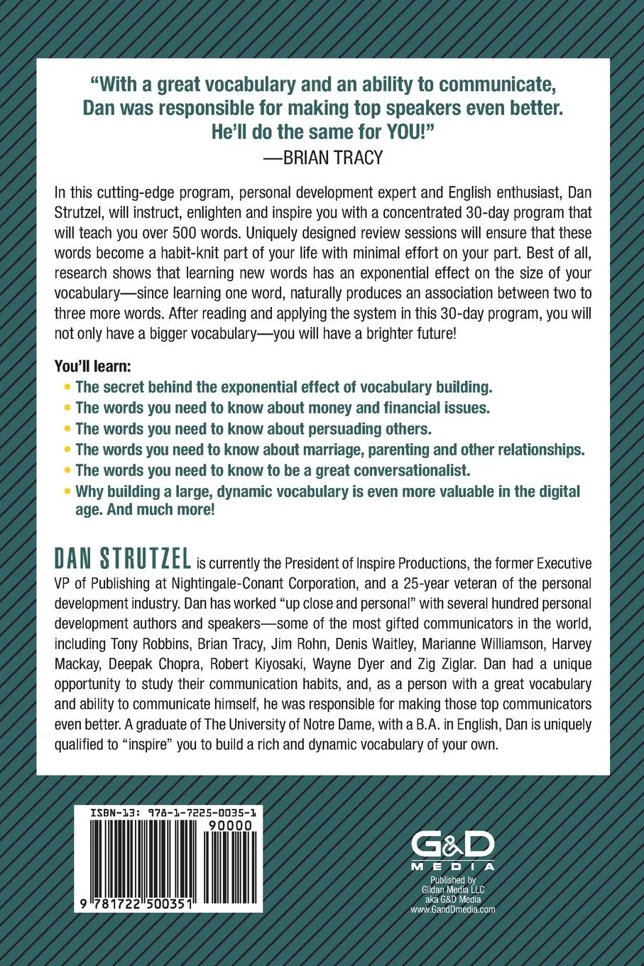 Rückseite: 9781722500351 | 30 Days to a More Powerful Vocabulary | Dan Strutzel | Taschenbuch