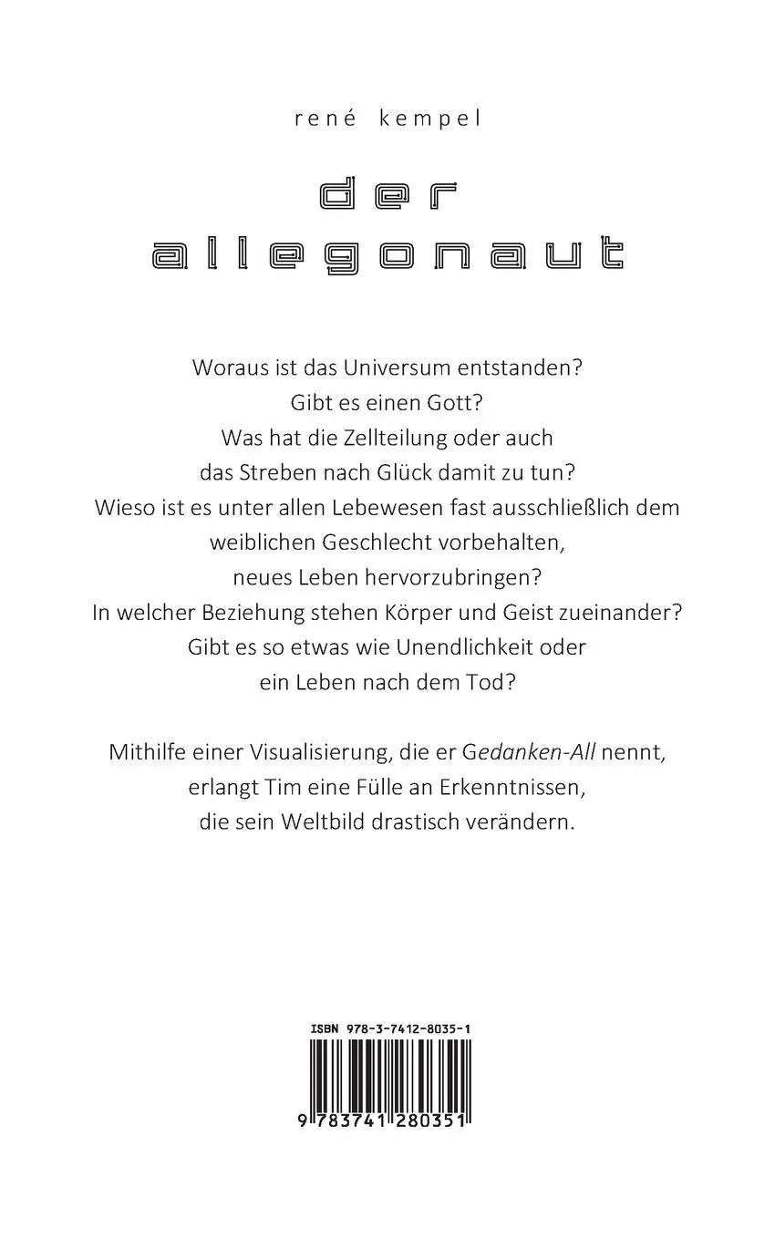 Rückseite: 9783741280351 | Der Allegonaut | René Kempel | Taschenbuch | 116 S. | Deutsch | 2019